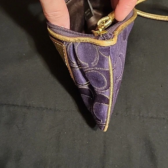 Coach Poppy Purple and Gold Signature Wristlet - Picture 7 of 13